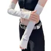 Guantes de Manga de Hielo con Protección Solar para Verano al Aire Libre, Guantes Extendidos de Seda de Hielo y Nylon Anti-UV, Velo Protector Solar Refrigerante para Ciclismo
