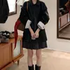 Saia Mini Plissada de Lã Estilo Acadêmico Coreano Meia Saia Feminina Outono Inverno Nova Elástica Cintura Alta Linha A Justa ao Corpo Tendência