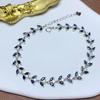 Nuevo Conjunto de Joyería con Plata 925 Incrustada con Zafiro Natural Pulsera y Collar, Cadena Elegante con Múltiples Incrustaciones de Racimo