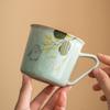 Taza de café de cerámica Ru kiln pintada a mano con conejo lunar, taza de té con asa anti-escaldaduras para el hogar, juego de té para la tarde, para preparar té y beber agua, taza pequeña