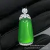 Design Original Calcedônia Verde Natural Pingente Liso Banhado a Prata Inlaid Comparável a Colar de Jade Pingente de Suéter