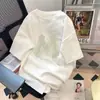 ¡Wow, Camiseta de Manga Tres Cuartos Holgada Hecha a Medida para Hombre con Estampado de Letras, Camiseta Versátil de Moda Estilo Americano de Tendencia para Adolescentes