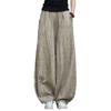 Calça Comprida Grossa Forrada com Lã Tie-Dye Ramie Desgastada Calça Lanterna Artística Versátil Casual Feminina Novo Estilo Calça de Algodão
