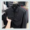 Camisa polo de rayas de manga larga para hombre, adecuada para primavera y otoño, con cuello camisero, corte casual y holgado, diseñada para hombres de mediana edad, un nuevo estilo para la ropa de hombre