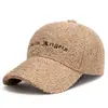 Gorra de Béisbol de Lana de Cordero Cálida Estilo Coreano Para Adelgazar la Cara Gorra con Visera Bordada Gorro de Forro Polar Teddy para Mujer Gorra de Béisbol de Lana de Cordero