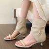 2025 Nuevos Pantalones Botas de Tacón Alto Sandalias de Verano para Mujer Sandalias de Tacón Delgado Tacón Medio Sandalias Romanas para Mujer