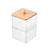 Venda Direta de Fábrica Plástico Transparente Quadrado Tampa de Bambu Joias Quarto Banheiro Mesa à Prova de Poeira Acabamento e Armazenamento
