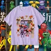 Pizzy's Parlor Dibujos Animados Niños Verano Manga Corta Estilo para Niños Transpirable Suezy Restaurante Suelta Cuello Redondo Camiseta