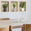 Adesivos de Parede com Plantas Verdes 3D Transfronteiriços em Vasos para Sala de Estar, Decoração de Paisagem de Fundo para Casa, Revestimento de Parede em PVC Autoadesivo