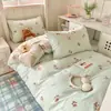 Juego de ropa de cama de tres piezas de algodón puro para dormitorio de estudiante universitario, estilo sábana bajera 100% algodón, sábana individual y funda de edredón para estudiantes de secundaria