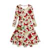 Transfronterizo Popular Impresión Digital 3D Ropa para Mujer e Infantil Vestido Navidad Serie Nieve Navideña Casual Manga Larga Cuello Redondo Vestido