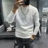 Suéter Jacquard Gola Redonda Popular Outono e Inverno 2023 Camiseta Base Casual Versátil Masculina