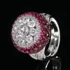 Anillo Redondo Vintage para Mujer 2025 Zhuangshengsheng Jewelry Base de Cobre Chapado en Oro Europeo y Americano Imitación Corindón Rojo Microincrustado