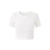 Estilo Deseo Puro Chica Picante Crop Top de Cintura Alta Camiseta de Manga Corta Verano Nuevo Versátil Ajustado Simple Color Sólido Camiseta Base para Mujer