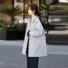 Gabardina de longitud media para mujer, otoño 2025, regular, de un solo botón, corte holgado