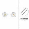 Pendientes de flor de cerezo de plata s999 para mujer, diseño simple de temperamento japonés, dulces y frescos, pendientes de flor estilo niña, venta al por mayor