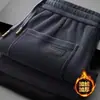Pantalones Gruesos de Terciopelo para Hombre de Otoño e Invierno Cintura Elástica Pantalones Deportivos de Chándal Elásticos Moda Papá Pierna Recta de Longitud Completa para Adultos de Mediana Edad