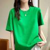 Camiseta de algodón grueso para mujer, camiseta de manga corta de algodón de fibra larga de Xinjiang para primavera, camiseta holgada para hombre y mujer, camiseta de pareja con hombros descubiertos y manga corta.