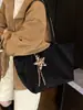 Bolsa Tote Casual de Outono para o Trabalho Grande Capacidade Nova Bolsa de Ombro Retro Feminina Bolsa Saco Texturizada Bolsa de Mão
