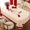 Mantel de Año Nuevo, Mantel Rojo Festivo Impermeable y a Prueba de Aceite Lavable, Cubierta de Mesa Resistente a la Atmósfera y al Calor del Año del Caballo, Cubierta para Mesa de Café