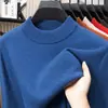 Suéter grueso 100% lana pura para hombre, nuevo de otoño e invierno 2026, camisa base cálida de estilo casual de negocios, suéter para hombre