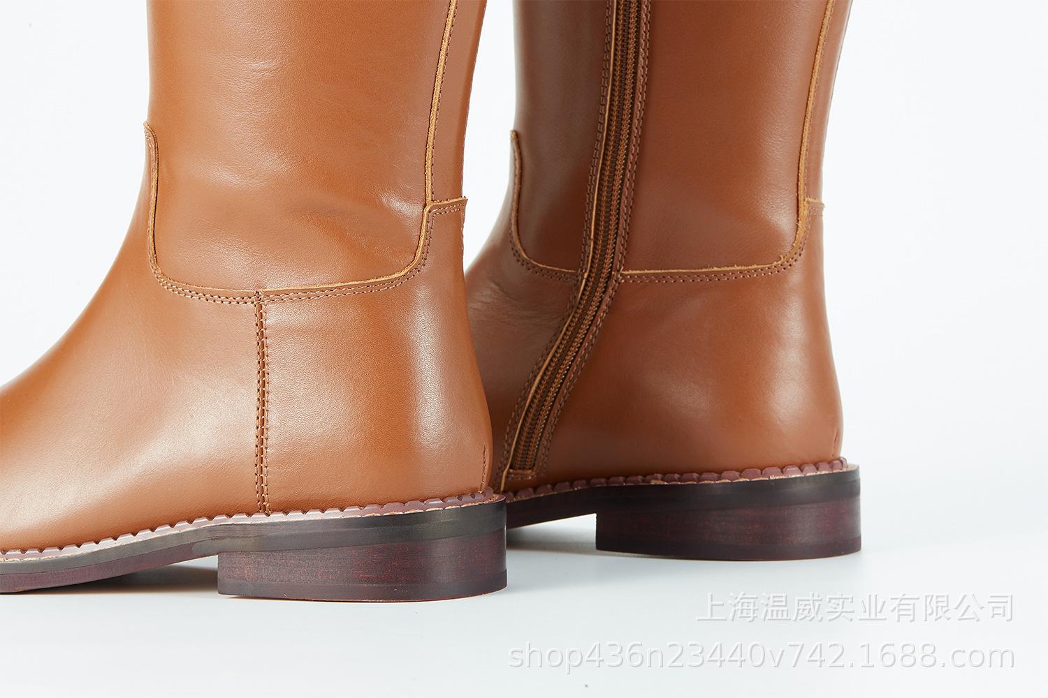 英伦风复古皮带扣高筒骑士靴