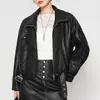 Chaqueta de cuero genuino Haining auténtica para mujer, nuevo estilo 2026, corta, estilo motociclista, suelta, abrigo tipo chaqueta de piel de oveja