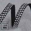 Joias DIY Cordão de Couro Rebites de Strass Tira de Veludo Coreano Preto com Strass Dourado e Prateado Fita de Veludo Rebites Acessórios para Roupas