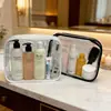 En Stock Bolso de Maquillaje de PVC Bolsa de Almacenamiento Transparente Bolsa Portátil con Cremallera a Prueba de Polvo Bolsa de Almacenamiento para Artículos de Tocador de Viaje