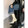 Alonga visualmente as pernas bico fino calce fácil elástico botas justas femininas botas únicas primavera e outono finas saltos altos temperamento fashion estilo coreano botas curtas