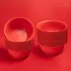 Conjunto de Tigela e Prato Descartáveis de Casca de Arroz para Banquete de Casamento, Tigela de Arroz Vermelha, Tigela para Sopa Doce, Tigela de Casamento, Sem Lavar, Espessado, para Banquete e Uso Doméstico