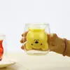 Caneca Fofa de Urso para Casa, Caneca de Leite e Café Isolada de Camada Dupla com Aparência Sofisticada, Caneca de Água Transparente com Gatinho Fofo