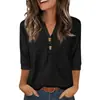 Camisa de Manga Corta con Botones Parciales y Cuello en V Estilo Europeo y Americano para Mujer, Ropa de Trabajo de Verano, Sencilla, Ajustada, Versátil, Top de Color Sólido