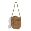 Bolsa de Palha Renda Estilo Coreano de Ombro Único, Nova Bolsa Saco Vazada, Versátil Bolsa de Palha Trançada Feita à Mão, Bolsa de Praia para Férias
