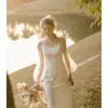 Vestido de Casamento Leve Sem Alças Atacado Transfronteiriço para Noivas, Vestido de Casamento para Fotografia de Viagem, Estilo Floresta, Vestido de Baile Super Feérico, Vestido de Casamento Vintage Emagrecedor para Passeios