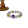Pulsera de Cristal con Diseño de Amatista Natural Brasileña de Grado Coleccionable, Azeztulita Amarilla y Cristal Blanco