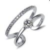 Anillo de plata con baño de platino y circonita 3AAA, joyería de moda para comercio exterior europeo y americano de Ebay, anillo personalizado nuevo al por mayor