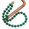 Pulsera y Collar de Calcedonia Natural Verde Imperial Verde 7A de Alta Calidad de 12 mm Juego de Regalo para el Día de la Madre
