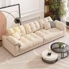 Sofá moderno simple estilo crema nube antiarañazos para gatos sala de estar apartamento pequeño sofá de franela oreja de elefante de cuatro plazas