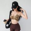 Top Esportivo Feminino Sexy Estampa de Leopardo com Alças, Costas Bonitas e Design Exclusivo para Usar por Cima, Tomara-que-caia sem Costas