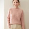 Nuevo Suéter de Cachemira Otoño e Invierno 2025 para Mujer Cuello Alto Medio Mangas Trenzadas Hombros Hilo Perezoso Engrosado Suéter Pulóver Camiseta Base