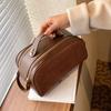 2023 Nova Bolsa de Flanela com Zíper de Grande Capacidade Portátil Simples Retrô Costura Bolsa Cosmética Moda