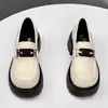 Mocasines de plataforma para mujer con suelas gruesas y aumento de altura, nuevo modelo otoño 2026, slip-on estilo británico retro de cuero