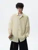 Camisa de Manga Larga para Hombre, Chaqueta Ligera de Lino Transpirable Color Azul Glaciar, Atuendo Dopamina de Seda Hielo para Proteger del Sol en Verano, Blanco