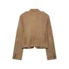 Nueva chaqueta de moda de otoño para mujer, estilo europeo y americano, versátil con hebilla de nudo, corte ajustado, longitud corta, manga larga