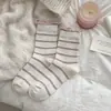 Calcetines Otoño Nuevo Estilo Estilo Coreano Botón Raya ins Dobladillo Medio Pantorrilla Calcetines Estilo Japonés Puntos Gasa Encaje Volantes Calcetines