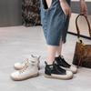 Capa superior piel de vaca banda elástica Zapatos blancos para mujer otoño e invierno 2023 Nuevos Oxford suela blanda bota alta versátil moda zapatos casuales