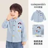 Kaka Panda Roupas Infantis Camisa Xadrez Infantil Camisa para Meninos Meninas Desenho Animado Roupas de Outono Top Casual para Bebê