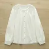Camisa de Manga Larga Versátil de Algodón Puro, Suelta, Casual, Artística y Fresca, para Primavera y Otoño 2026, Camisa Base Bordada, Chaqueta
