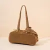 Bolsa Boston Feminina de Couro Bovino Fosco Camada Superior, Nova Bolsa de Ombro Retrô em Couro Genuíno, Bolsa Bowling Popular para Outono e Inverno